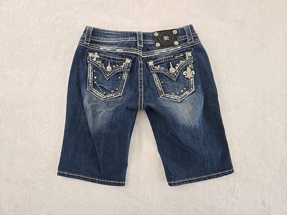 Miss Me Low Rise Easy Bermuda Denim Shorts Womans Sz 27 Mcbling Indie Sleaze Y2K